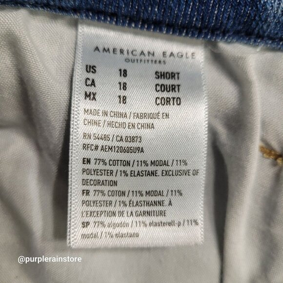 American Eagle Jeans Size 18 S Curvy Mom High Rise Medium Light Wash Denim - Picture 6 of 13